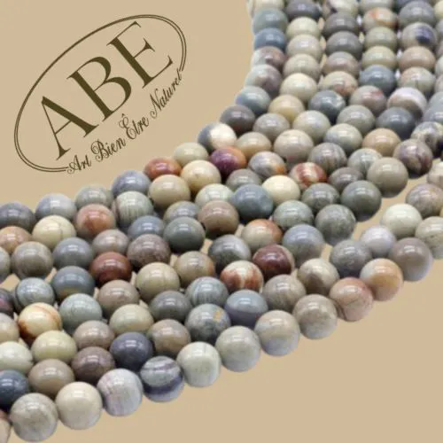 Perles Jaspe Feuille d'Argent 6mm 10Pcs