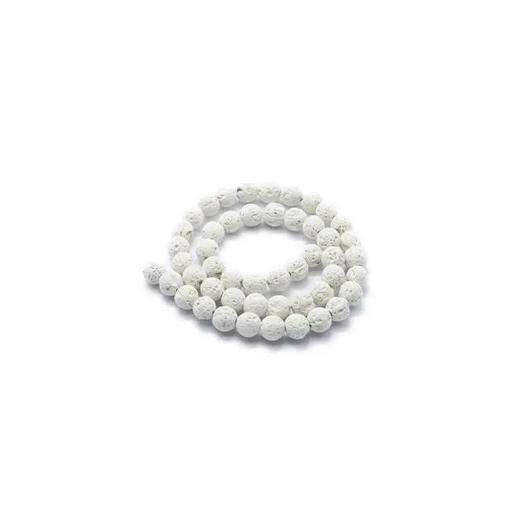 Perles PIERRE LAVE BLANCHE 6mm 10 Pcs