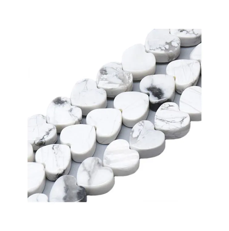 Howlite 6mm Perle coeur plat percé