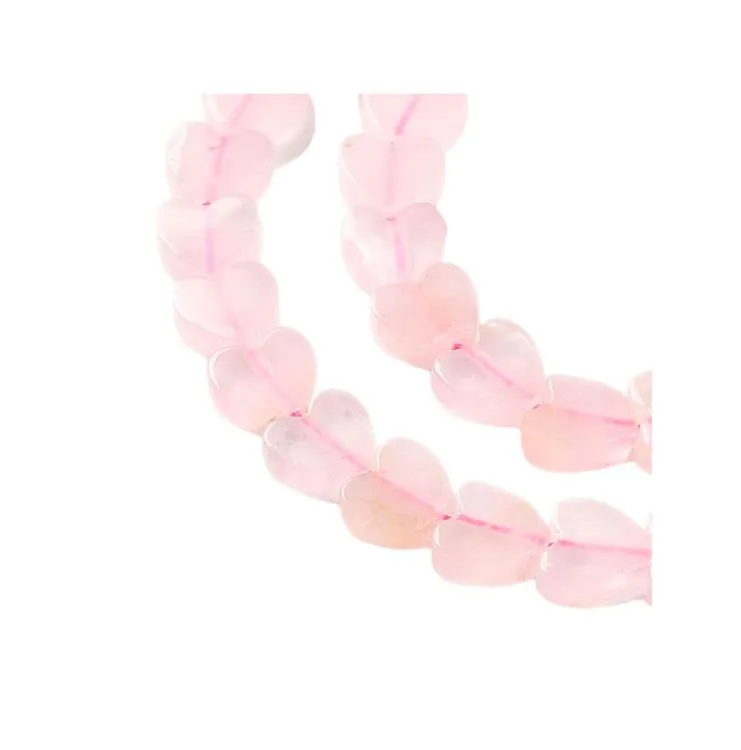 Quartz Rose 6mm Perle coeur plat percé 