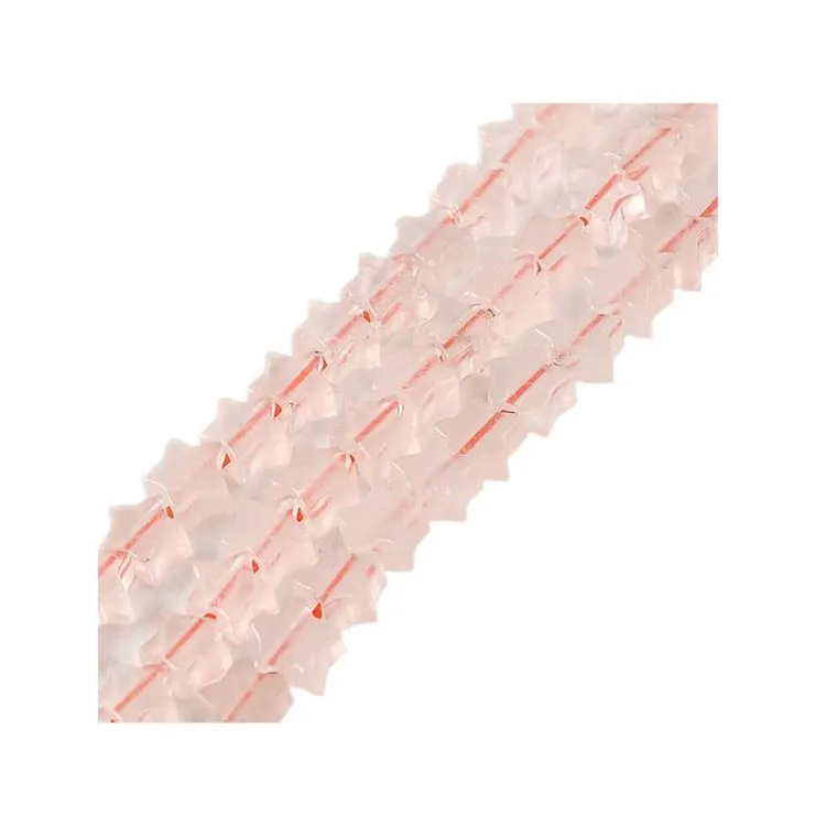 Quartz Rose 6mm Perle étoile percée