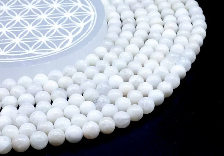 Perles Pierre Lune Blanche  'AA' 8mm