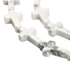 Howlite 16mm Perle croix perc&eacute;e