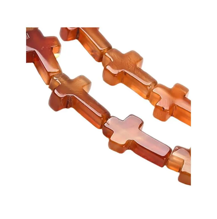 Cornaline 16mm Perle Croix Perc&eacute;e