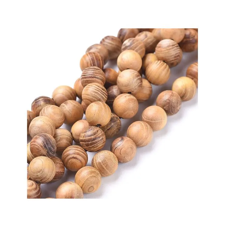 Bois Burlywood perle 10mm Ronde 