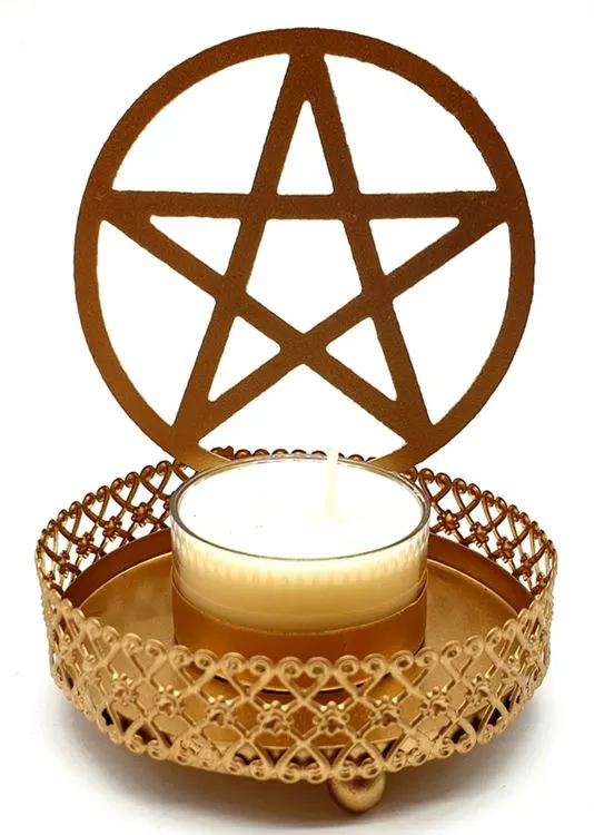 Bougeoir r&eacute;flexion m&eacute;tal Pentacle