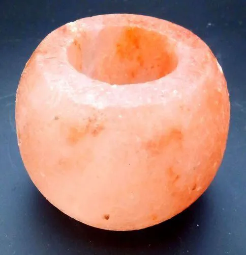 Bougeoir cristaux de sel rond poli
