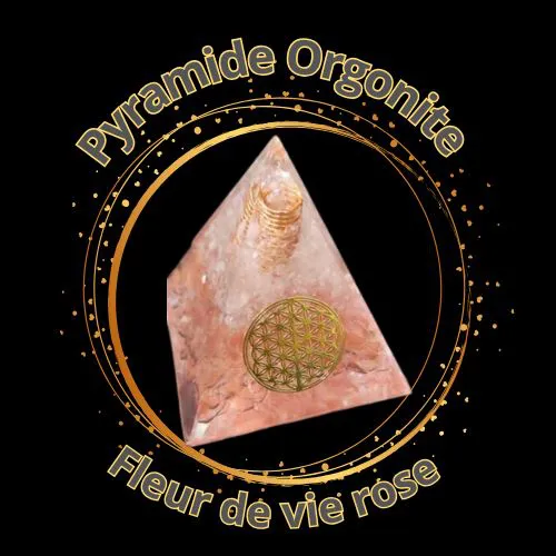 Pyramide Orgonite Fleur de vie rose