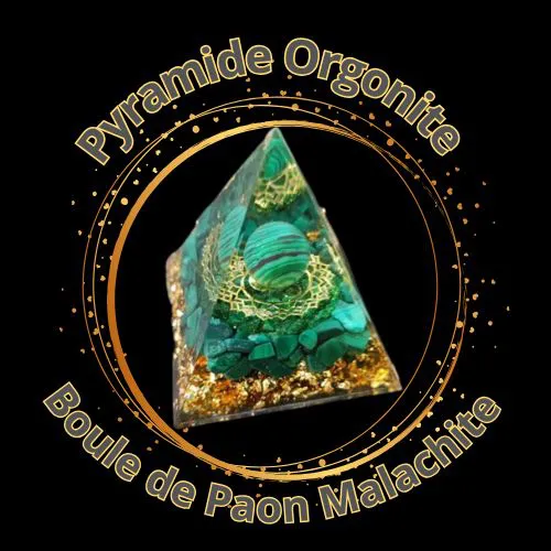 Pyramide Orgonite Boule de Paon Malachite