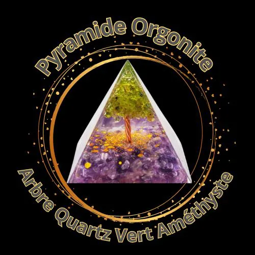 Pyramide Orgonite Arbre Quartz vert  Améthyste