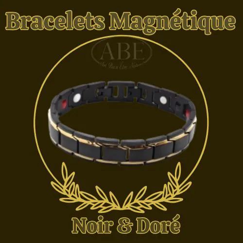 Bracelet-Magnetique-en-acie Noir et Doré3