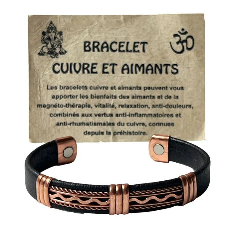 Bracelet Cuivre et Aimants avec Cuir 2