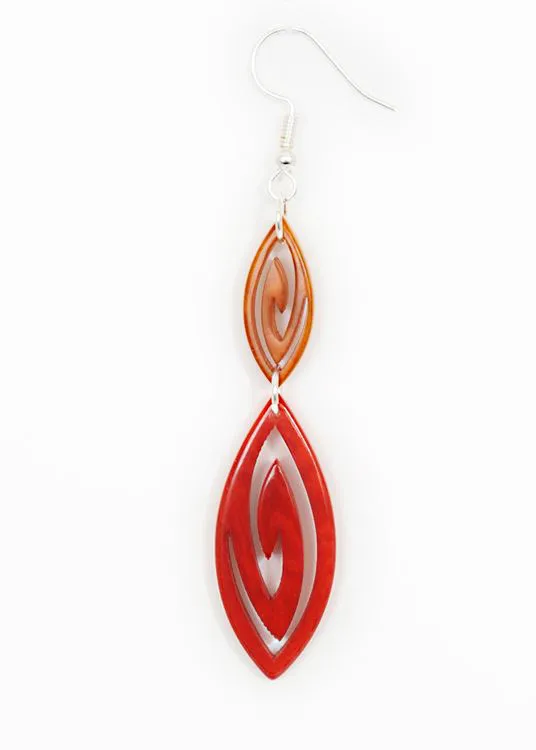 Boucle d'oreille - Puyos Rouge Corail