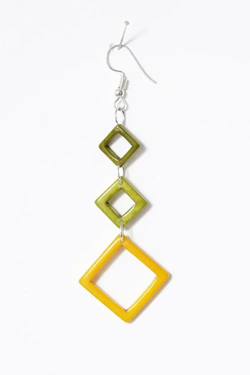 Boucles d&rsquo;oreilles Diamente Pistache Vert Jaune