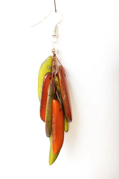 Boucle d'oreille - Flamme Pistache Corail