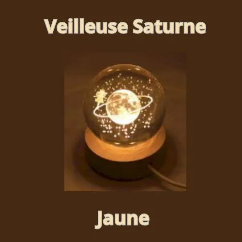Veilleuse Saturne  Jaune 6 cm