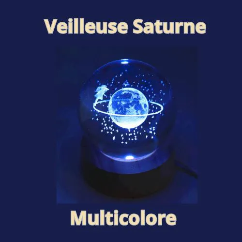 Veilleuse Saturne  Multicolor 6 cm