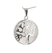 Pendentif Arbre de Vie Pierre Quartz Rose